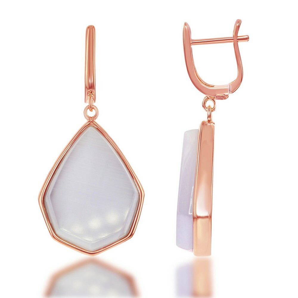 Женские серьги из стерлингового серебра Rose GP Violet Cats Eye Teardrop на петлях 18490₽