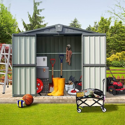 Domi Outdoor Storage Shed 6.5'x 4.2',Patio Metal Garden Shed with Lockable Door