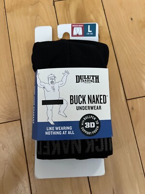 DULUTH TRADING BUCK NAKED W/BULLPEN BOXER BRIEFS IN BLACK SIZE LARGE