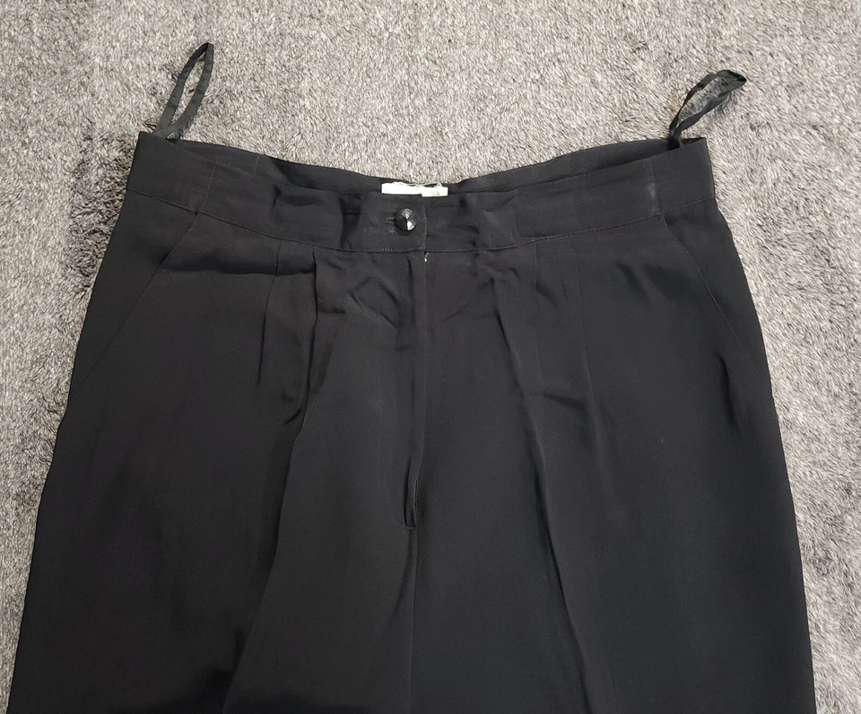PANTALONES DE VESTIR OLEG CASSINI Mujer 100% Rayón PLISADOS DELANTEROS NEGROS Talla 10 Foto 4 de 4