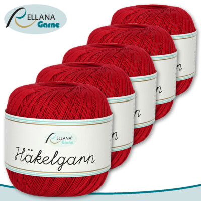 Rellana 5 x 50 g Häkelgarn |03|100% Baumwolle mercerisiert und gasiert Amigurumi