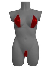 SeXy Metallic Neckholder Micro Bikini Set Transparent Gogo Rot Dessous S/M