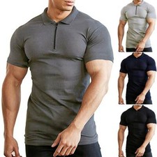 Men Shirt Plain Short Sleeve Muscle T-Shirt Blouse Casual Slim Fit Tee Top