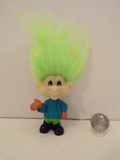 Russ Troll Doll Vintage 3" 1993 Burger King Kid Club Glow In The Dark Green Hair