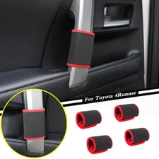 Red+Black Interior Door Handle Cloth Cover Accessories For Toyota 4Runner 17-23
