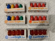 NEW Vintage GE Cool Bright indoor/outdoor Bulbs C9 5 Watt Set Of 16 Multi-Color