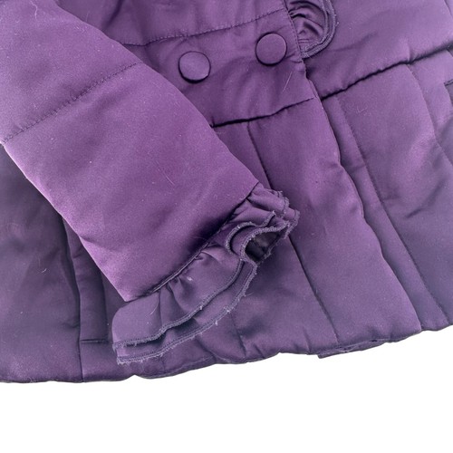 Rothschild Winter Coat Girls Purple Faux Fur Hooded Peplum Puffer Ruffle Size S - Picture 4 of 12