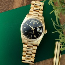 Rolex Day-Date 36 18238 Yellow Gold Watch - Black Index, President - Papers &...