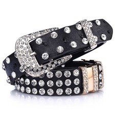 Rhinestone Belt for Women Western Cowgirl Bling Crystal Studded Leather Belt ...
