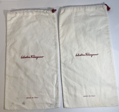 SALVATORE FERRAGAMO Drawstring Dust-Bag Shoe Bags 15 X 8''  Set Of 2