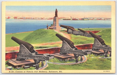 #ad #ad Vintage Linen Postcard Cannon Historic Fort McHenry Baltimore Md $4.75
