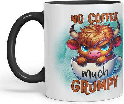 No Coffee Much Grumpy Highland Cow farbige Keramiktasse Tasse Geschenk