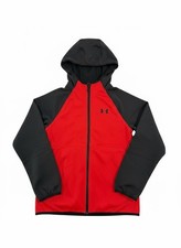 Under Armour Boys UA Storm Full-Zip Fleece Hoodie Red Black Size Youth Medium