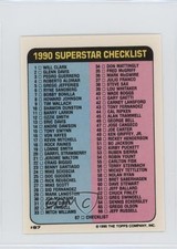 1990 Super Star Sticker Back Cards Checklist Andre Dawson Tom Gordon HOF 0au4