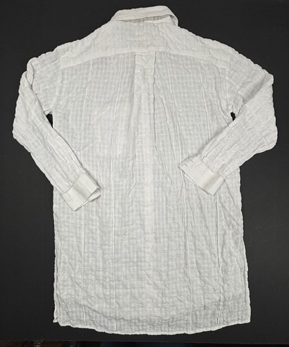 Anthropologie Textured Waffle Tunic Button Down Womens PXS White Linen Blend EUC - Picture 4 of 9