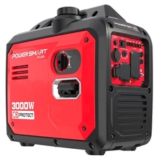 PowerSmart 3000W Inverter Gas Generator, 121.6cc Engine, 120V Outlet, CO Alarm