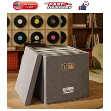 Decorative Vinyl Record Storage Box for 50 Single Records - LP Holder
