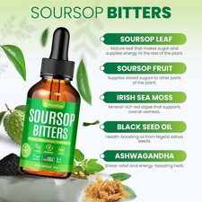 Soursop Bitters Liquid Drops 5-in-1 Detox  Cleanse: Black Seed Oil Ashwagandha