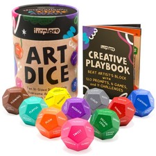 Insplore Art Dice 12-Sided Wooden Dice with 120 Prompts to Help You Decide Wha