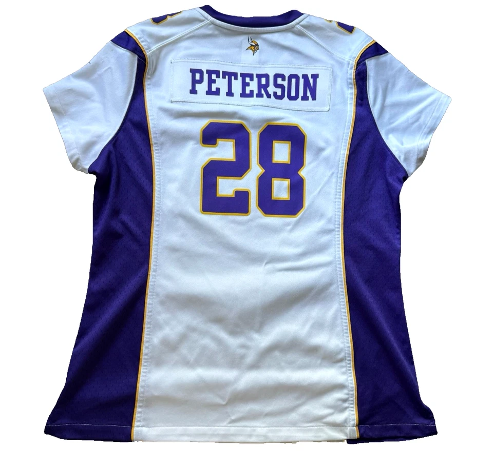 Camiseta deportiva para mujer Nike Adrian Peterson Vikings XL blanca NFL parche en el campo fútbol americano Foto 2 de 4