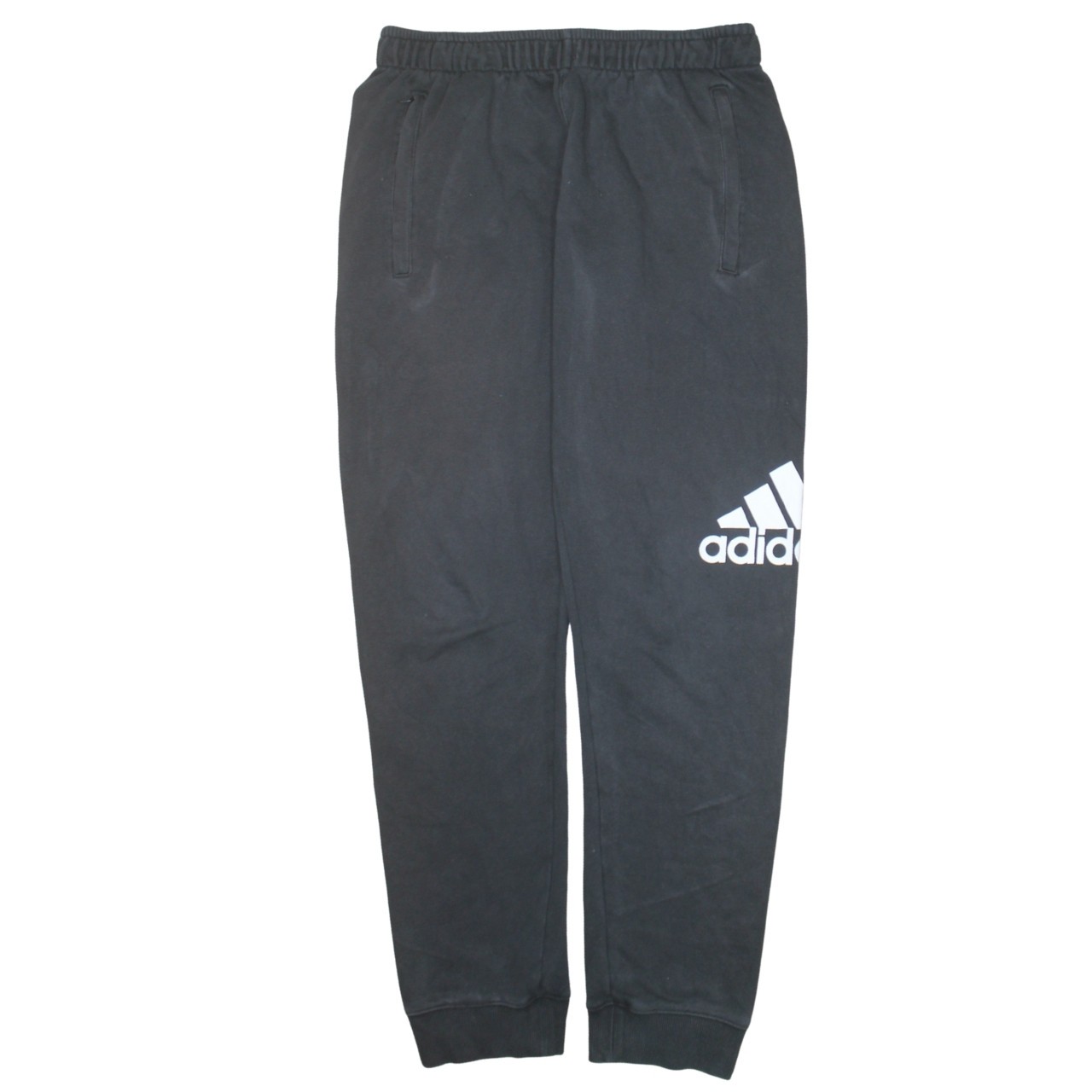 Adidas Mens Joggers Black Fleece Elastic Waist Cuffed Big Logo Sweatpants M