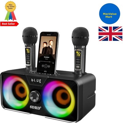 Multifunktionale Bluetooth Karaoke Maschine mit 2 kabellosen Mikrofonen & Partylichtern