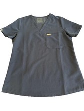 Figs Nursing Scrubs Women  s Short Cleave V Neck Navy Blue Size Small