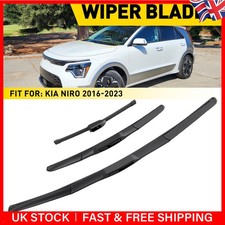 Fits Kia Niro 2016-23 Black 3x Windscreen Wiper Blade Set Front 26"16" Rear 11"