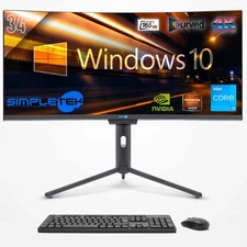 AIO All In One I3 34" Curved 4K GPU GTX1660 Win10 16GB 960GB Editing Gaming PC