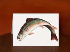 Leaping Brook Trout by Samuel Kilbourne (1874) - A5 Art Print Greeting Card