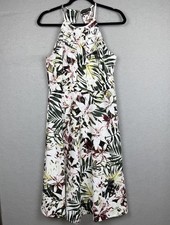 Spenser Jeremy Tropical Halter Midi Dress Size 10 Resort Wear Vacation Beach