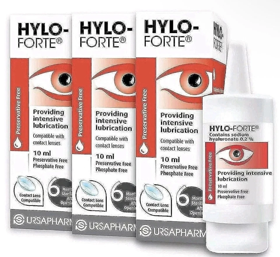 3x Hylo-Forte Lubricating Dry Eye Relief Drops, 3-Pack, 10ml