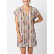 WHERE MOUNTAINS MEET Medium Sariska Print Oversized Shift Dress Lagenlook USA