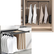 Space-Saving Pull Down Closet Rod & Pull Out Trousers Rack for Easy Access