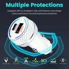 60W Car Charger PD30W QC30W For USB-C and For USB-A Dual Output Adapter