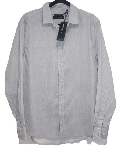 Kenneth Cole NY Large 2-Way Stretch Button Up Shirt Mobility Woven White Anchors - Picture 8 of 8