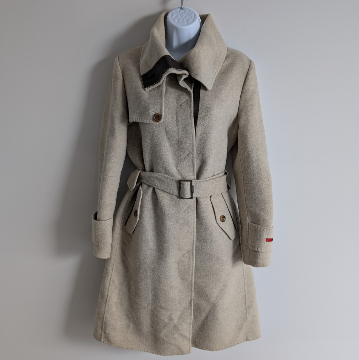 Callia Solezia Angora Coat Womens Medium Cashmere Pea Jacket Trench Old Money