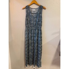 Old Navy Maxi Dress Women Med Teal Blue Floral Paisley Boho V-Neck Vaca Spring