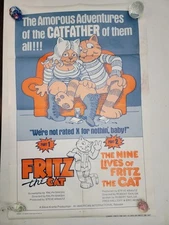 1975 Fritz the Cat & 9 Lives of Fritz Cat Original 27x41 Movie Poster One Sheet