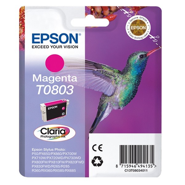 Genuine Epson T0803 Magenta Ink Cartridge, Stylus PX710W P50 PX650 PX660, PX700W
