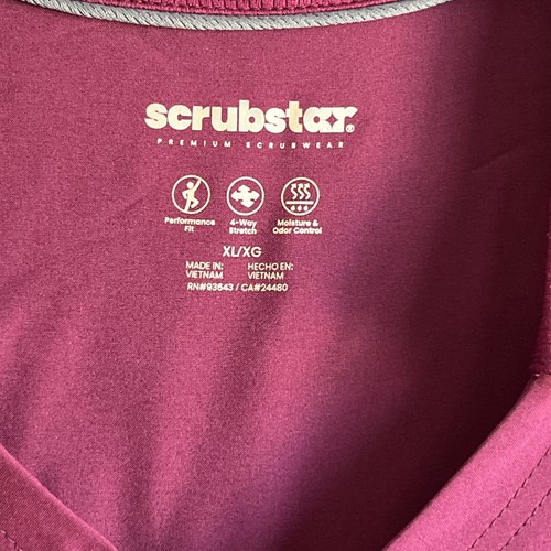 Scrubstar Women's Size XL Antimicrobial Premium Performance Collar Top - Wine  - Picture 12 of 18