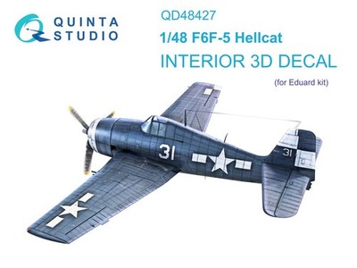 1:48 Grumman F6F-5 Hellcat Interior 3D Color Decal - Quinta QD48427 Eduard