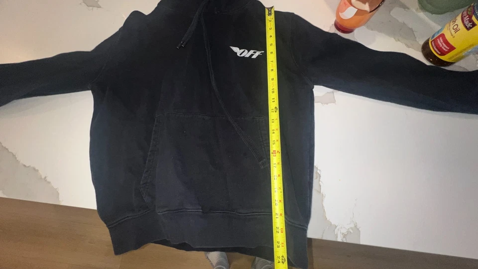 Sudadera con capucha negra de manga larga con bolsillo frontal de algodón blanco roto para mujer talla M Foto 4 de 4