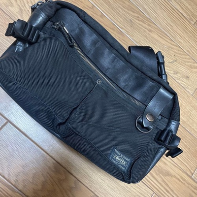 #ad YOSHIDA PORTER HEAT Black Nylon Shoulder Crossbody Bag Rare Used Japan $89.00