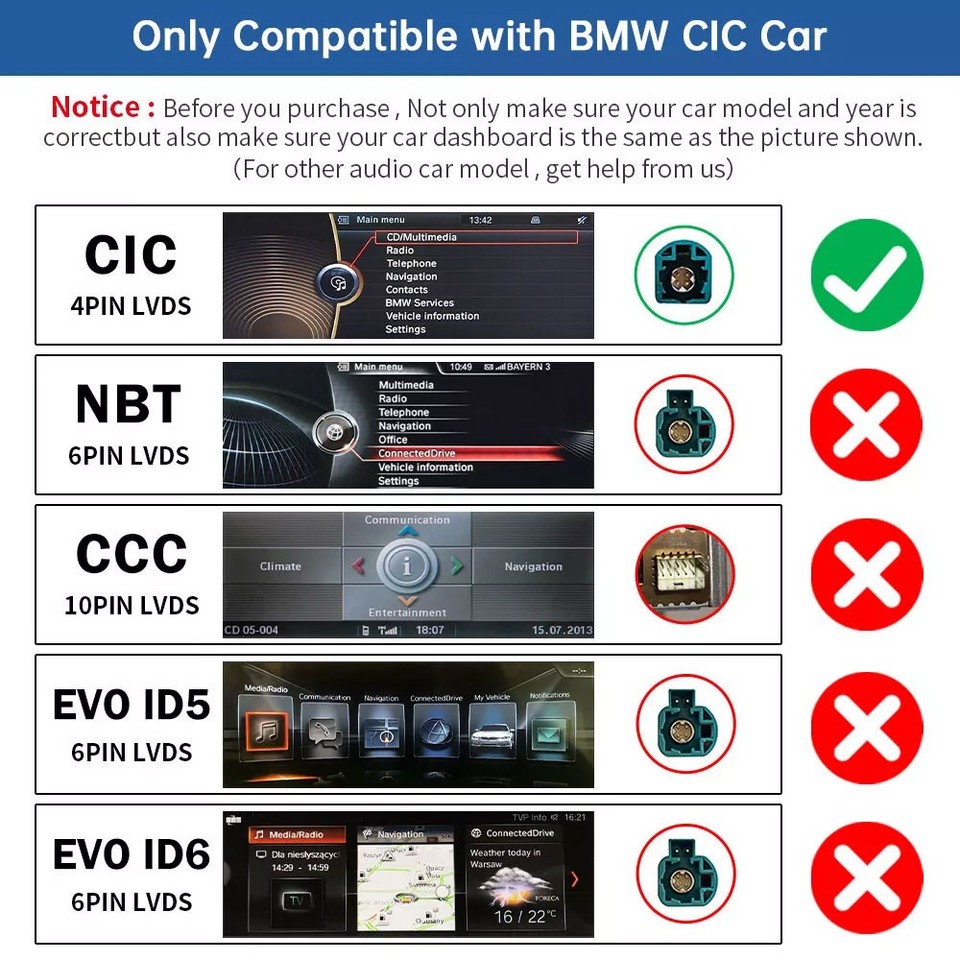 Für Mini R55 R56 R57 R58 R59 R60 R61 CIC Wireless CarPlay Android Auto ...