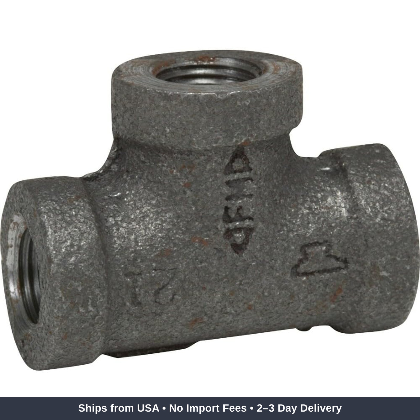 8700120457 Malleable Iron Pipe Fitting Tee 1 2 NPT Female Black Finish