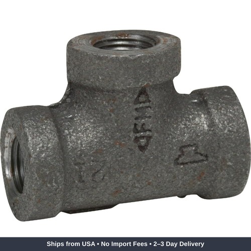 8700120457 Malleable Iron Pipe Fitting Tee 1 2 NPT Female Black Finish