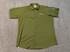 Vintage King Louie Bowling Shirt Mens Large Green Loop Collar Tiger Patch 1960s