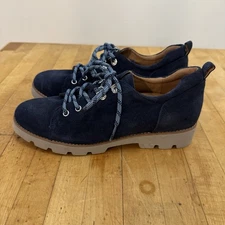 Vionic Women's Blue Suede Lace Up Shoes Ballari Navy Size 8.5