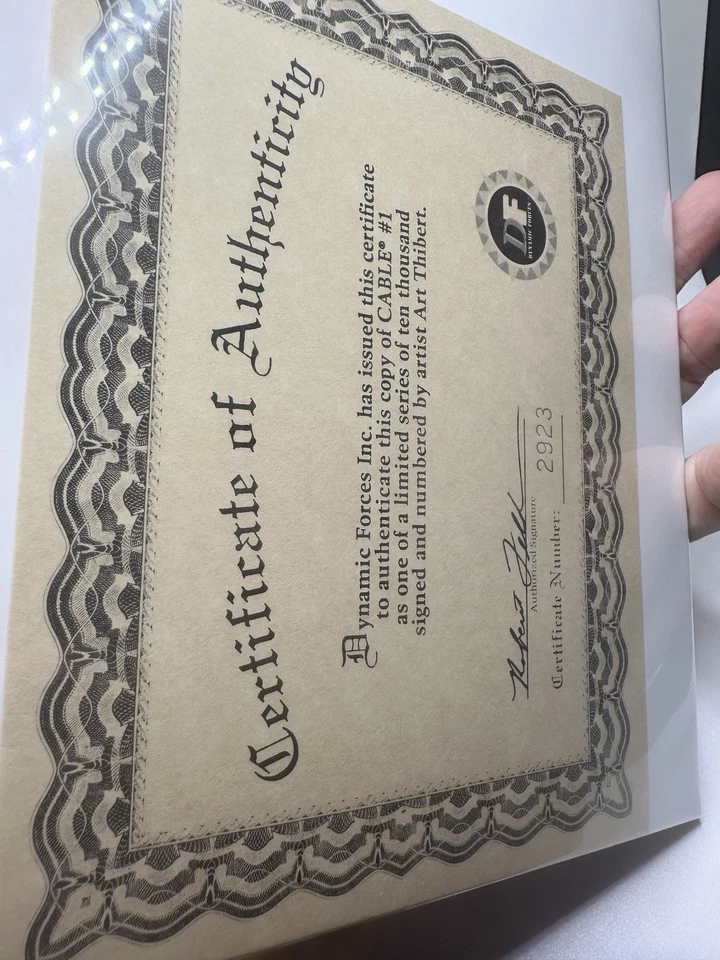 Cable #1 1993 signed by Art Thibert MARVEL COMICS 1ST ISSUE COA LIMITED - 10000 - Image 3 of 3